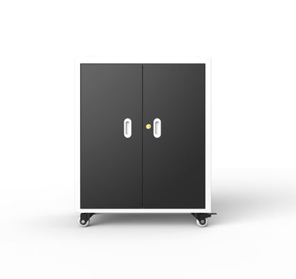 30ポート ラップトップ充電キャビネット、4つの車輪とブレーキ付き、720*530*940mmの寸法、70kgの重量、AC電源ソケット充電カート